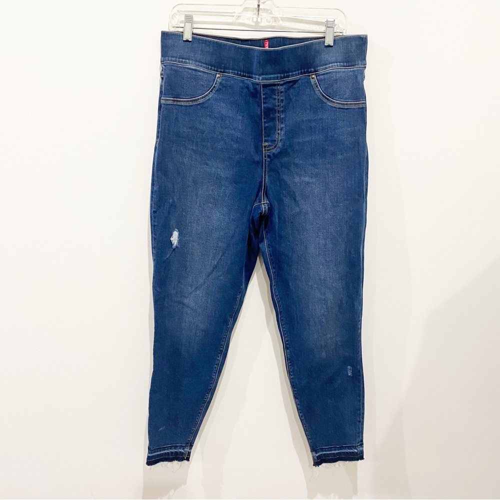 SPANX Blue Distressed Denim Leggings Jeggings  Size Medium